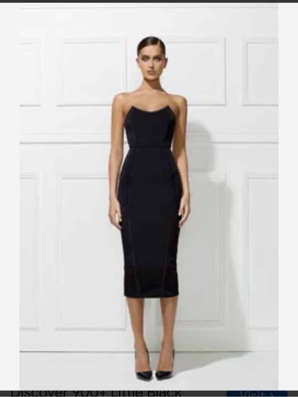 Misha Classic Black Midi Sheath Dress - Women's